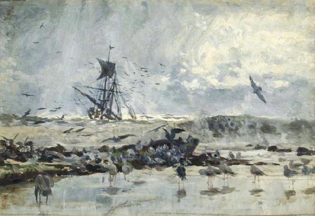 William Lionel Wyllie A Ship and Seabirds near the Coast Germany oil painting art